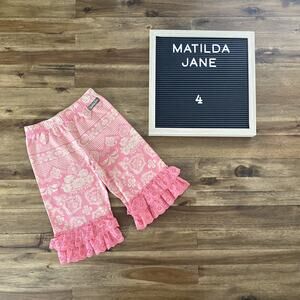 Matilda Jane Happy and Free Sugar Rush Cropped Knit Capri Pink Cream Ruffles 4